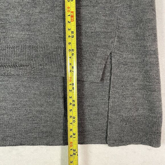 Eileen Fisher Sweater Womens Small Gray Merino Wool V Neck Tunic Longline Slits - Picture 5 of 6